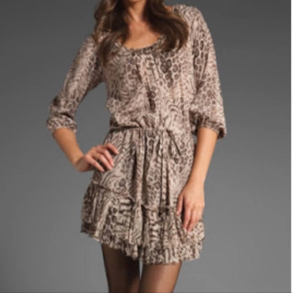 Rebecca Taylor casual cheetah  Print Silk Dress small